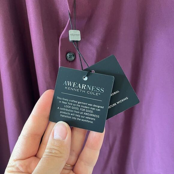 AWARENESS KENNETH COLE Modern Fit Performance Dress Shirt purple plum 3XT NWT - Picture 7 of 9